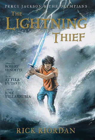 cover of the lightening thief graphic novel by rick riordan.